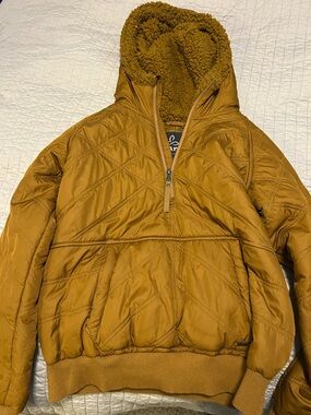Prana Quilted Sherpa-Lined Pullover in Mustard Gold